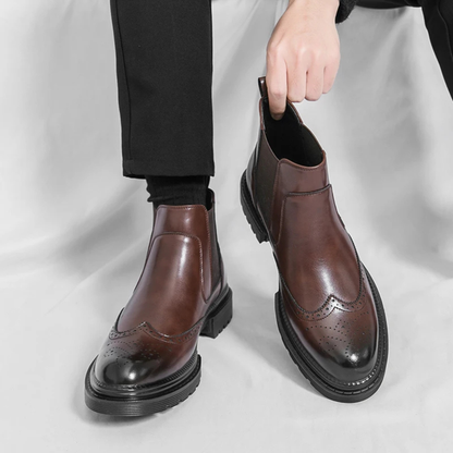 Men's Leather Chelsea Boots Anti Slip Sole Brown