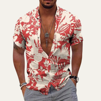 Men's Hawaiian Beach Shirt Tropical Coconut Print