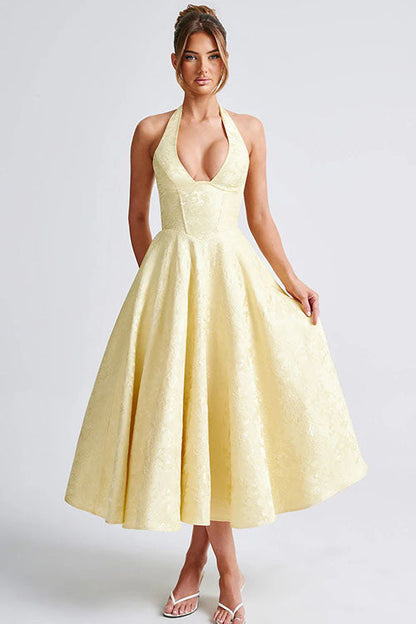 Women's Halterneck Maxi Dress V-Neck