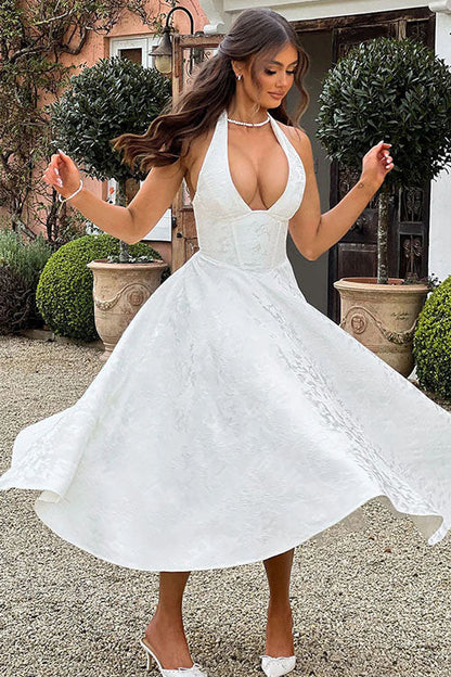 Women's Halterneck Maxi Dress V-Neck