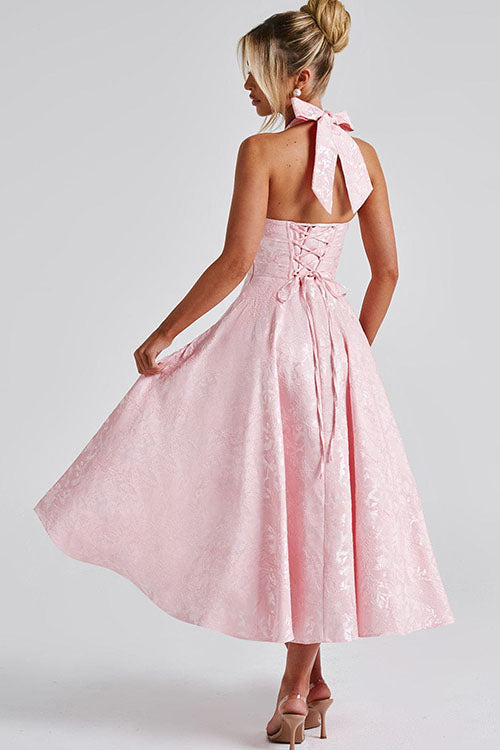 Women's Halterneck Maxi Dress V-Neck
