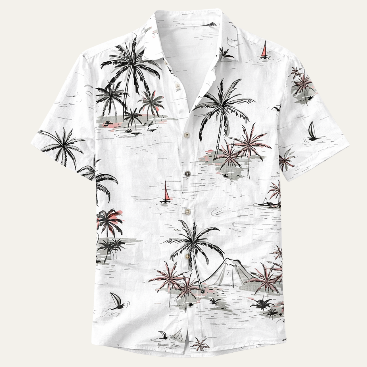 Men's Hawaiian Beach Shirt Coconut Print - VibreMode