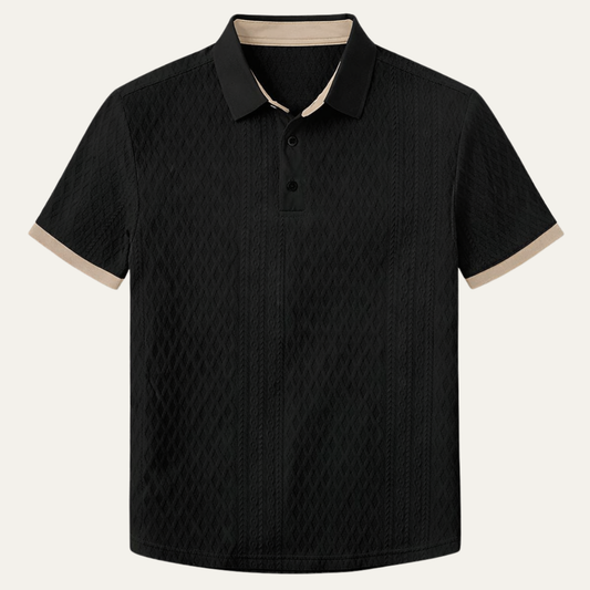 Cedarcrest Park Men's Textured Polo Shirt Contrast Collar - VibreMode