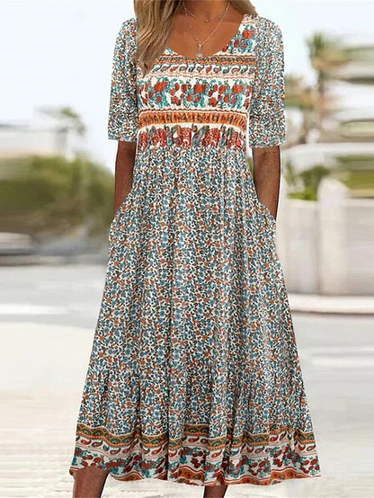 Women's High-Waist Dress with Side Pockets - VibreMode