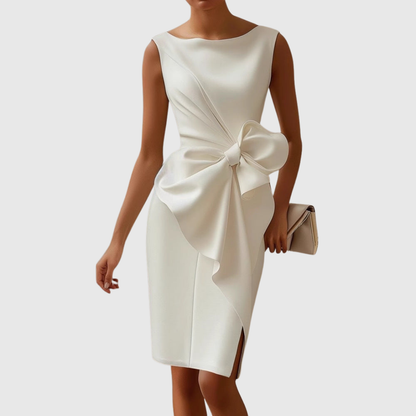 Casual Summer Sleeveless Mid Length Dress with Bow Detail
