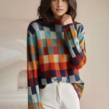 Women's High Neck Fine Wool Sweater - VibreMode