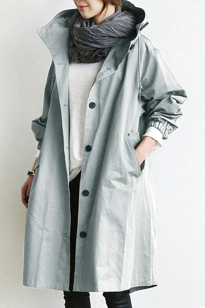 Women's Waterproof Raincoat Hooded Long Warm - VibreMode