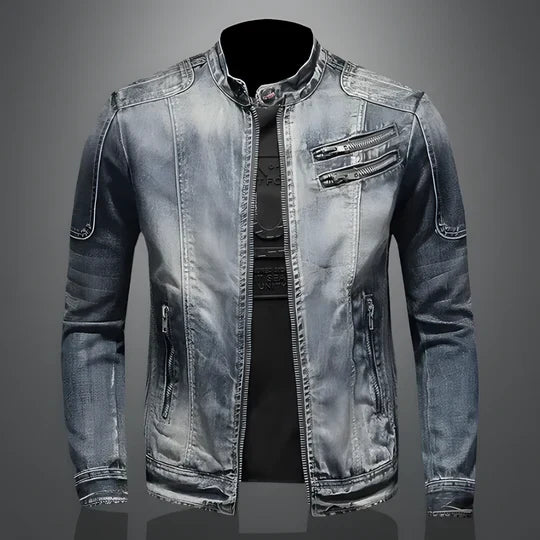 Men's Retro Denim Jacket Rugged Comfortable Blue