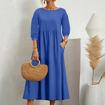 Women's Midi Patchwork Dress Casual Comfortable - VibreMode