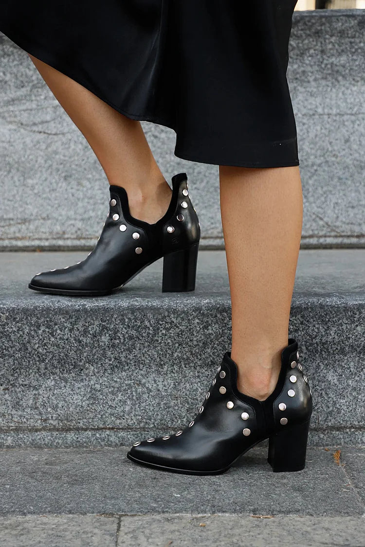 Women's Studded Ankle Boots Block Heel