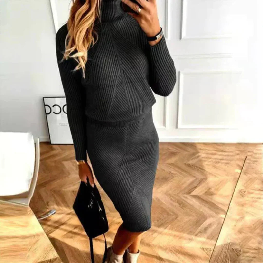 Women's Knit Pullover Dress Warm Cozy - VibreMode