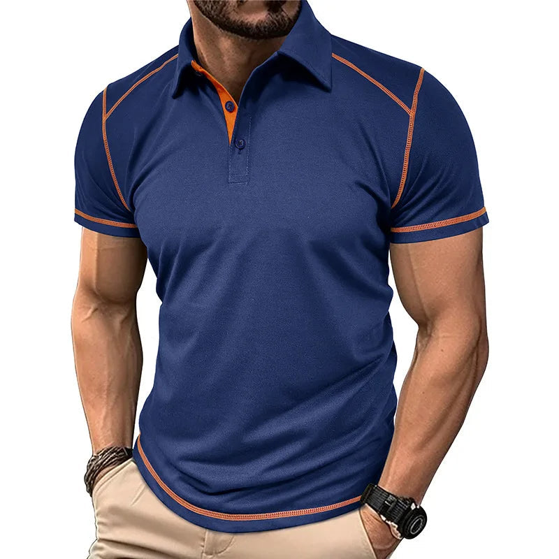Men's Color Block Polo Shirt Classic Cotton - VibreMode