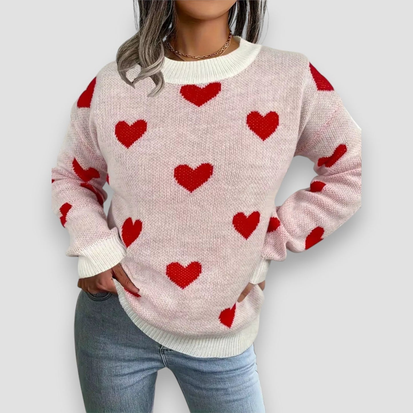 Women's Graphic Heart Pattern Sweater