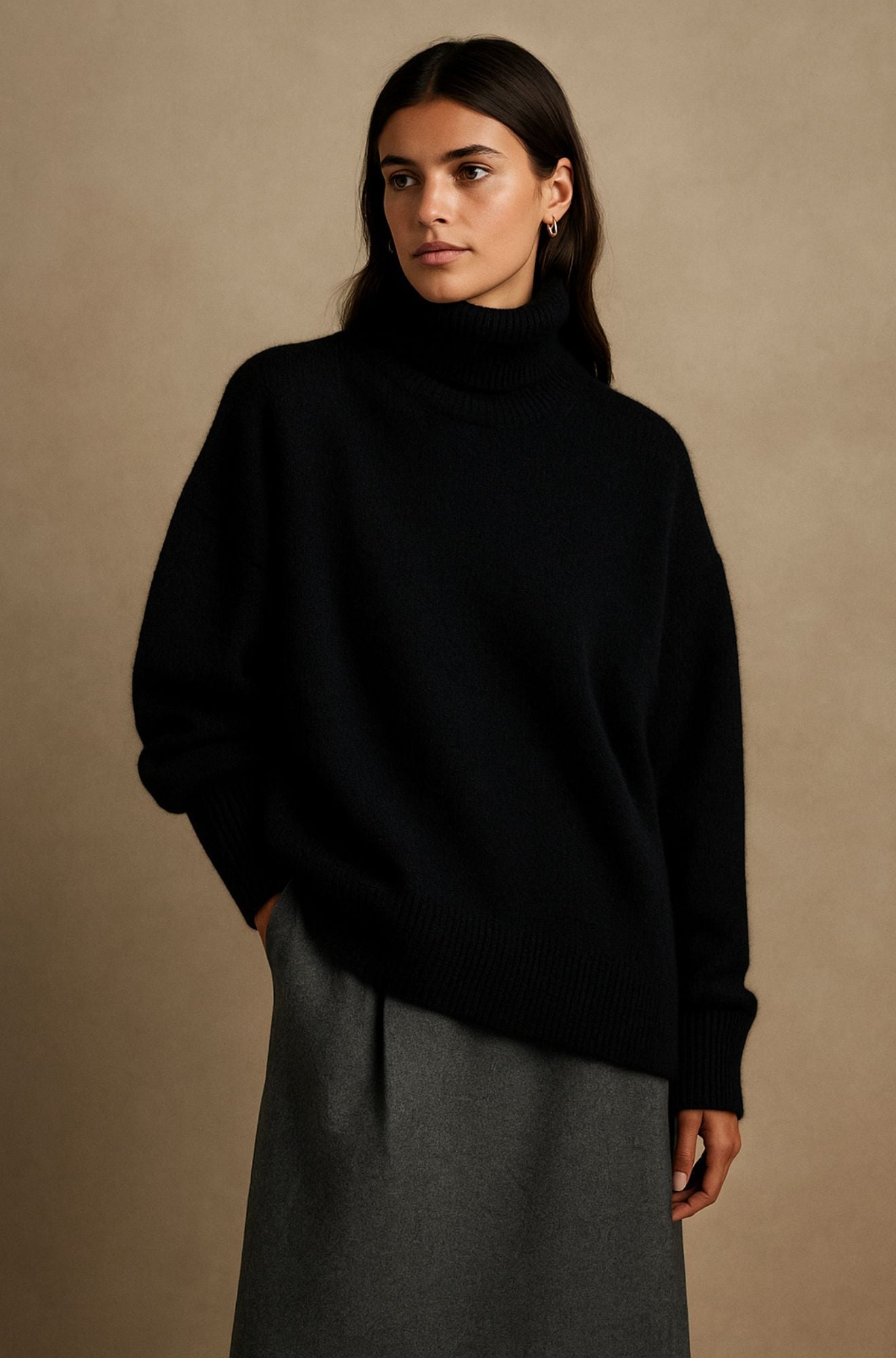 Women's Long Sleeve Turtleneck Sweater Knit Pullover - VibreMode