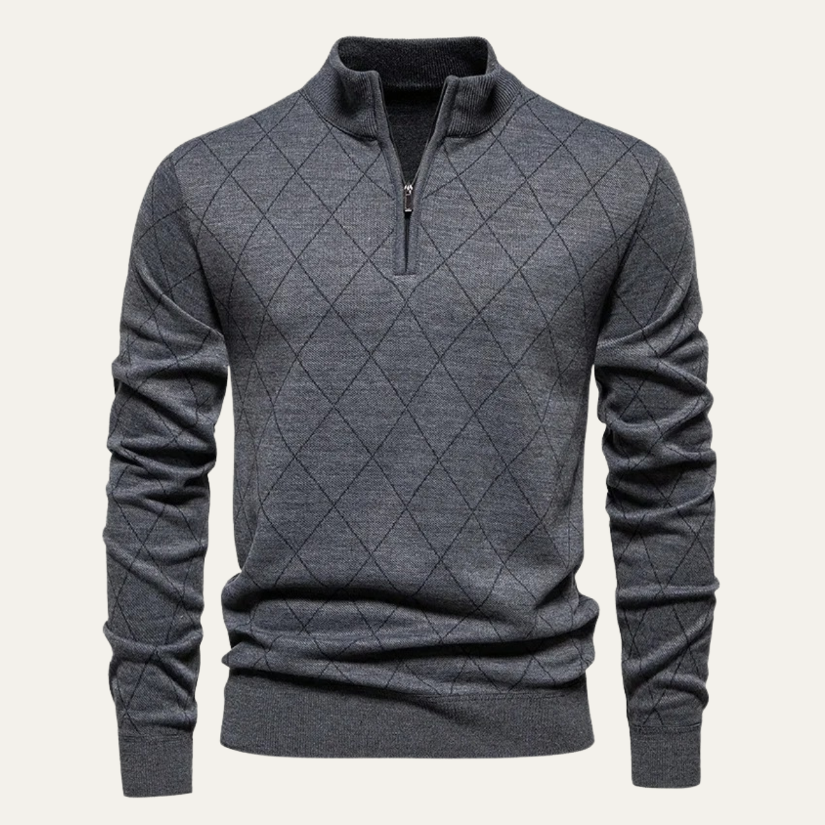 Men's Half Zip Knit Sweater Gray - VibreMode