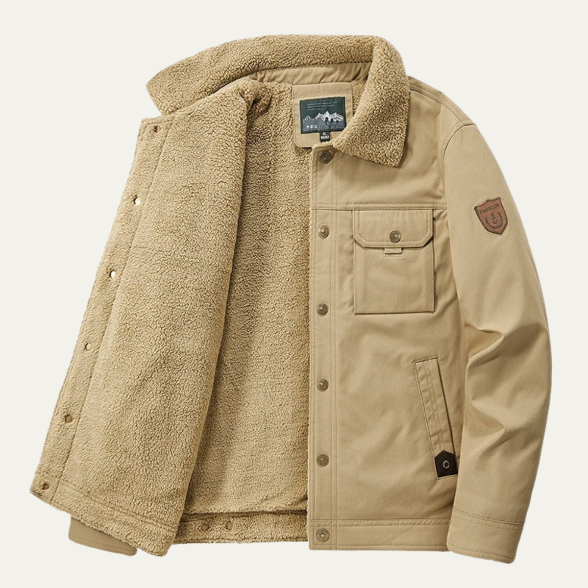 Men's Windproof Sherpa Jacket With Pockets - VibreMode
