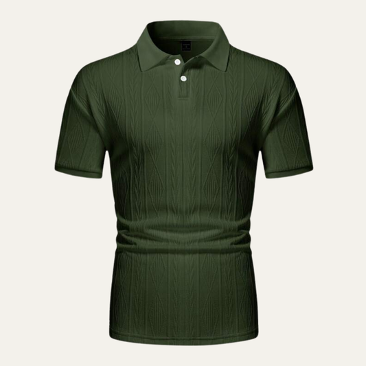 Men's Textured Polo Shirt Button Up - VibreMode