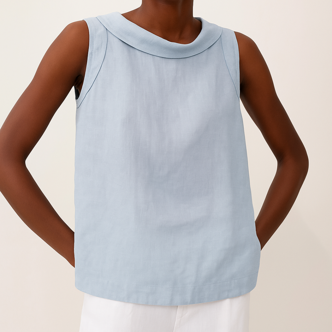 Women's Sleeveless Roll Collar Blouse