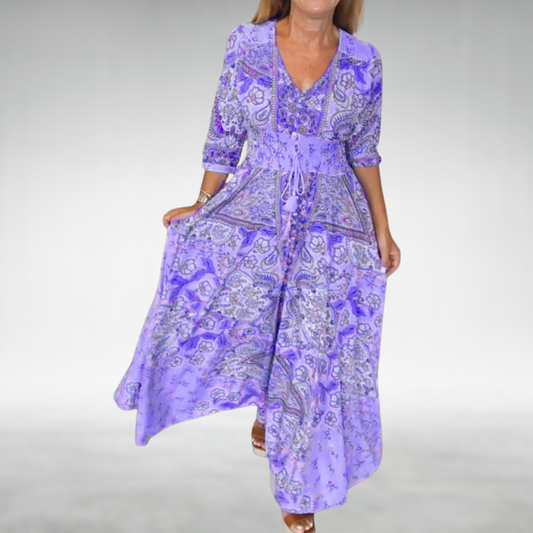 Elegant Long Flowy Women's Maxi Evening Dress - VibreMode
