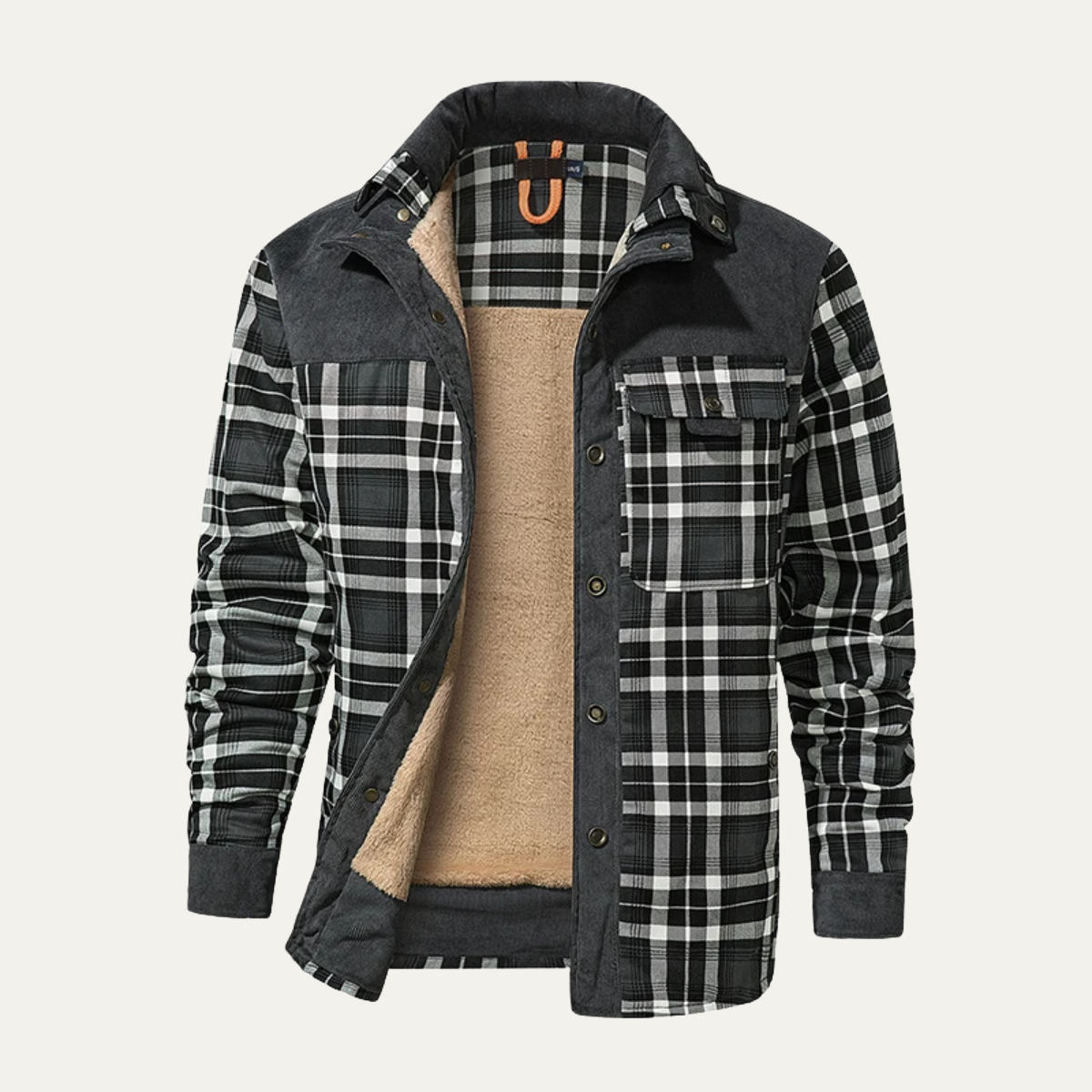 Men's Plaid Flannel Jacket Multi Pocket