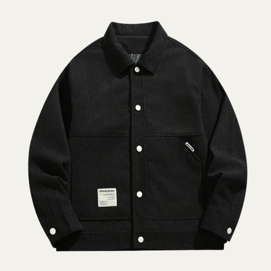 Men's Corduroy Jacket Loose Fit Button Up Coat - VibreMode