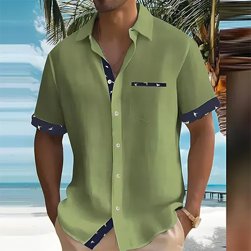 Men's Short Sleeve Shirt Breathable Fabric - VibreMode