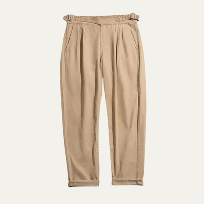 Men's Double Pleated Straight Leg Casual Pants - VibreMode