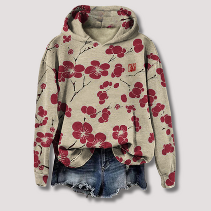 Women's Hooded Floral Sweater Lightweight