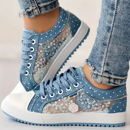 Women's Casual Sneakers Floral Panels - VibreMode