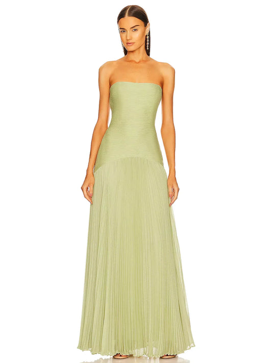 Elegant Strapless Floor Length Evening Dress for Women - VibreMode