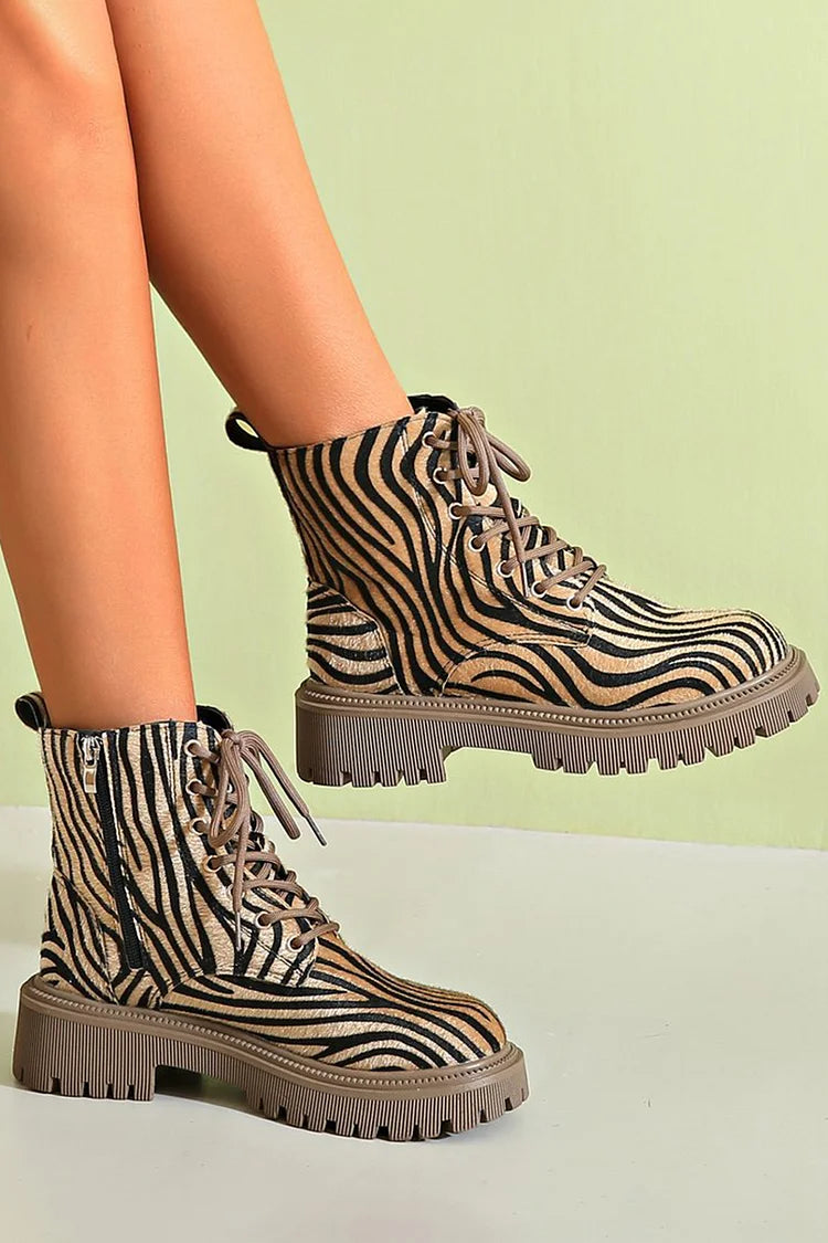 Women's Zebra Lace Up Boots