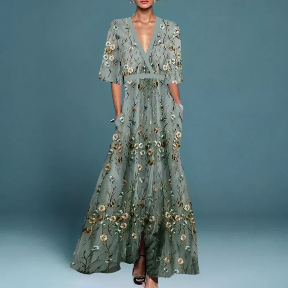 Women's Floral Maxi Dress Elegant - VibreMode