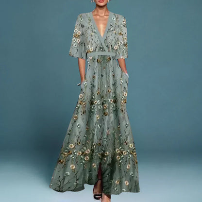 Women's Floral Maxi Dress Elegant - VibreMode