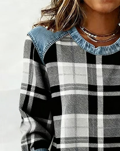 Ainsley Checkered Patchwork Sweatshirt