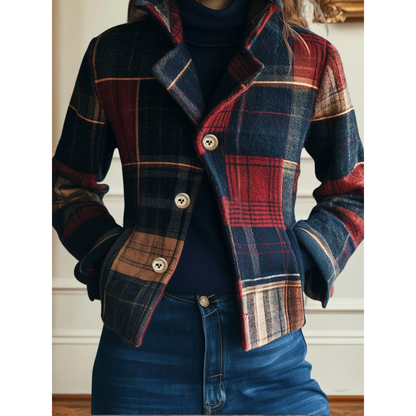 Women's Plaid Slim Fit Jacket - VibreMode