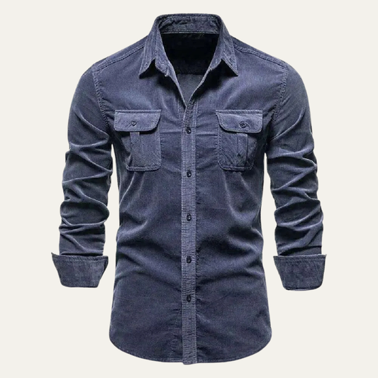 Veneto Men's Corduroy Button Up Shirt - VibreMode