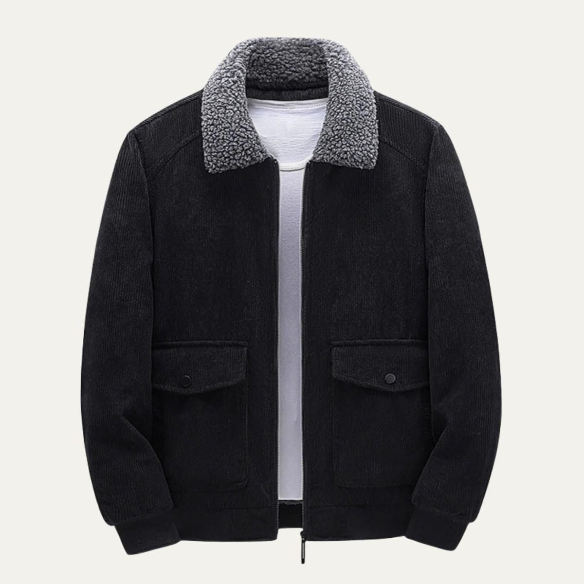 Men's Corduroy Jacket Fleece Collar Winter - VibreMode