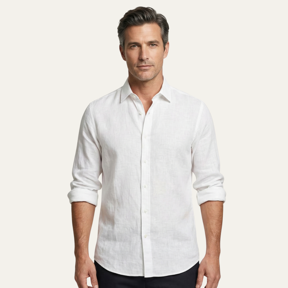 Men's Linen Beach Shirt Lightweight Beige