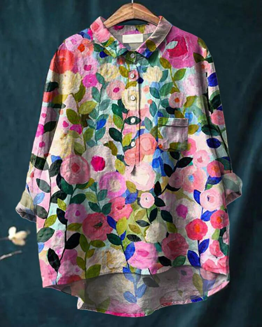 Women's Floral Print Blouse Button Front - VibreMode