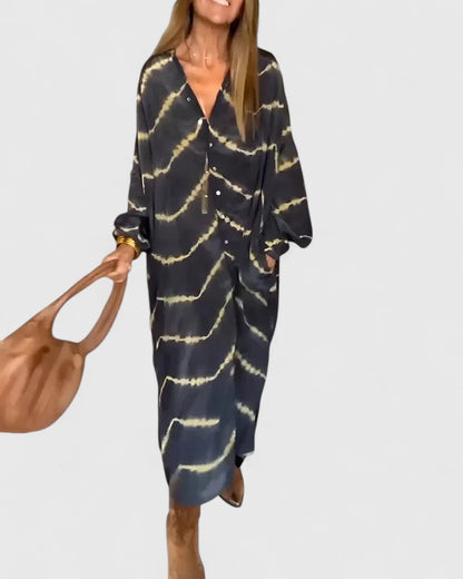 Colorful Tie Dye Button Down Midi Dress for Women