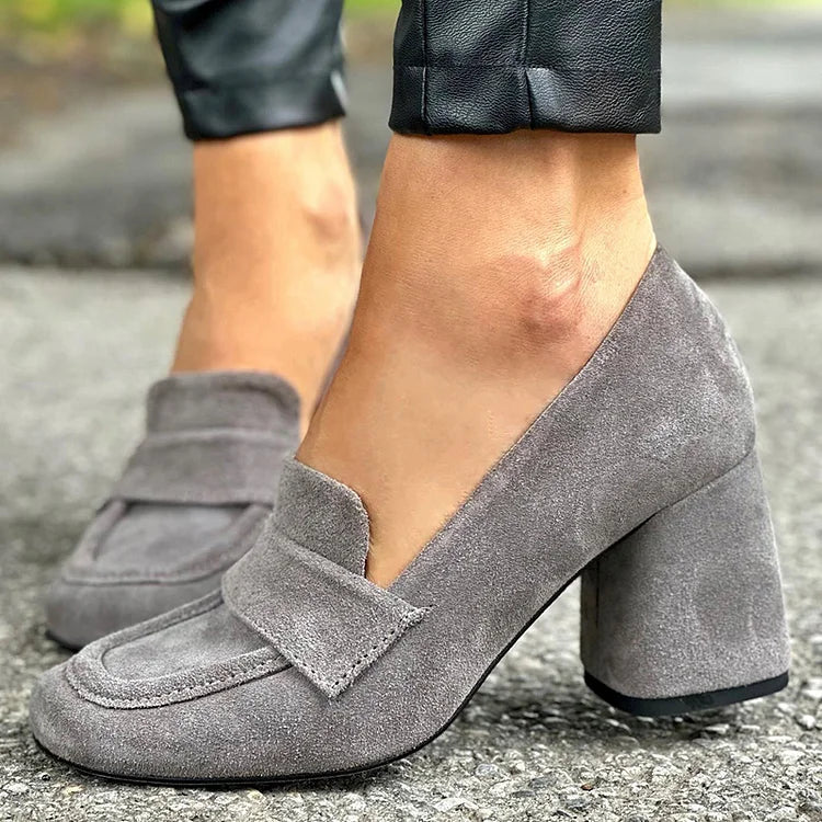 Women's Loafers Rounded Toe Block Heel - VibreMode