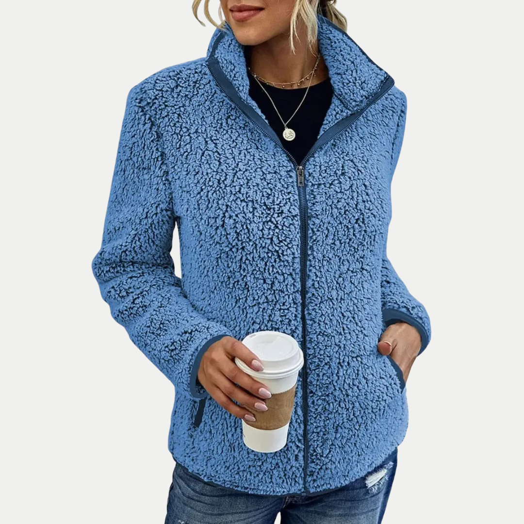 Women's High Collar Jacket with Side Pockets - VibreMode