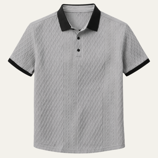 Men's Textured Polo Shirt Contrast Collar - VibreMode