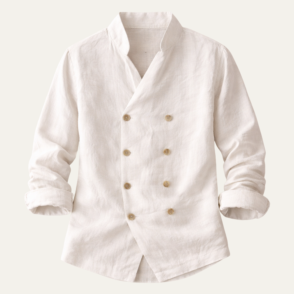 Men's Double Breasted Shirt Stand Collar Vintage Style - VibreMode