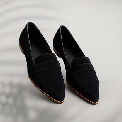 Women's Pointed Toe Loafers Strap Detail - VibreMode