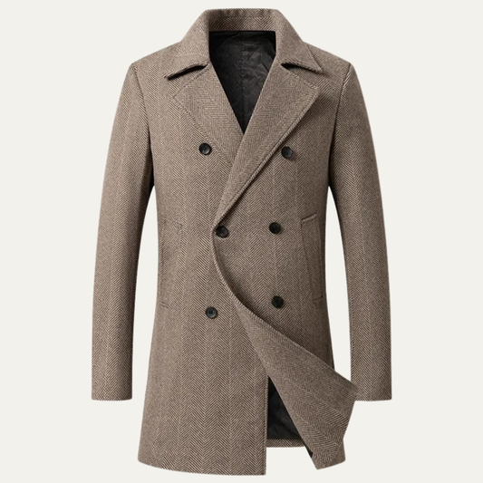 Men's Vintage Double Breasted Wool Coat - VibreMode