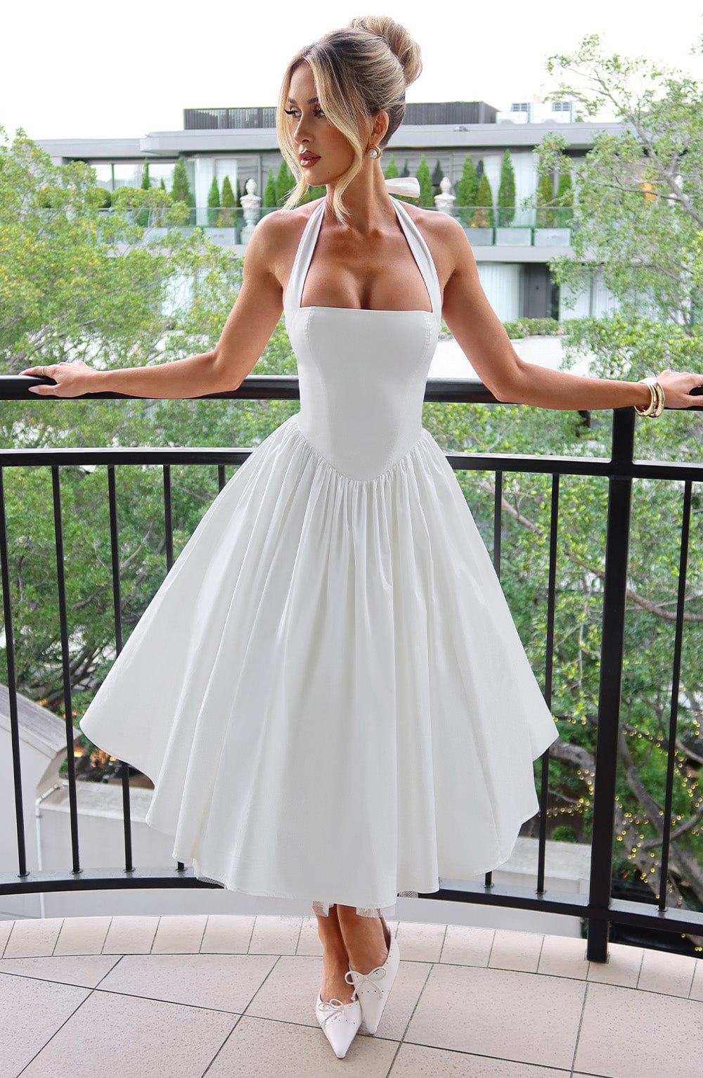 Women's Midi Dress Halter Neck Tulle Skirt