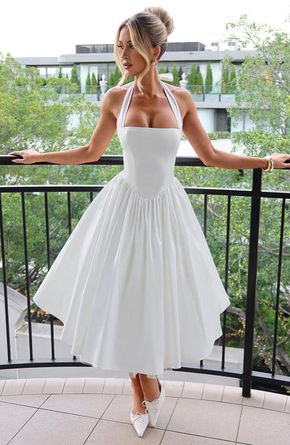 Women's Midi Dress Halter Neck Tulle Skirt