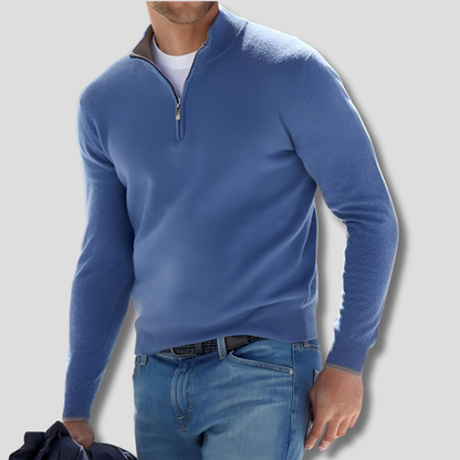 Men's Cotton Knit Zipper Pullover Sweater