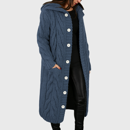 Women's Knitted Button Front Coat - VibreMode